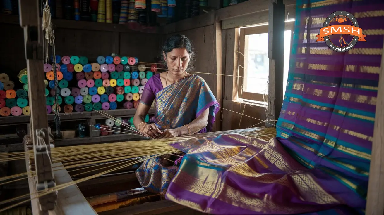 Master weaver at traditional handloom
